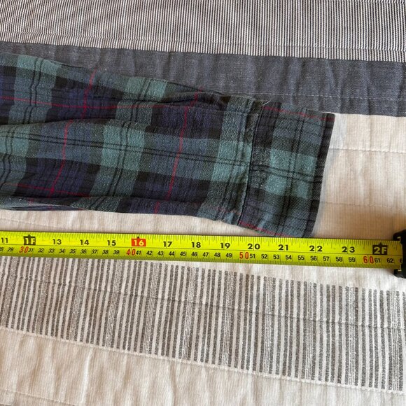 Lands' End Casual Button Down Mens Large Blue Plaid Rugged Retro Flannel Shirt - Picture 5 of 6